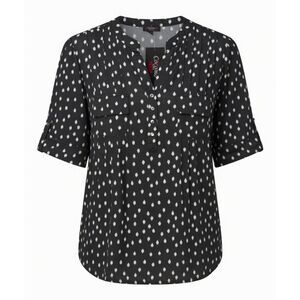 Cocomo Women's Plus Size 3X Black & White Geo Print Pintuck Short Sleeve Top